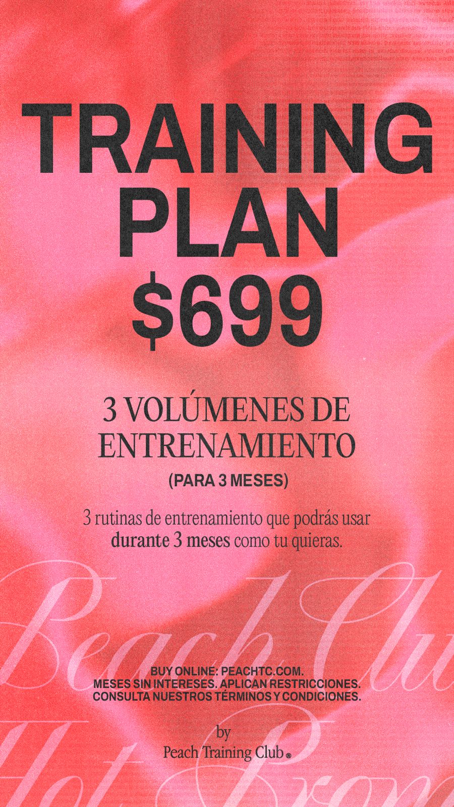 HOT PROMO: 3 Volúmenes de Entrenamiento (3 Meses) by Peach Training Club®